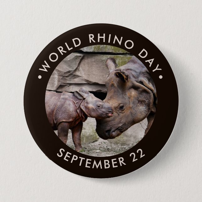 Welt-Rhino-Tag Button (Vorderseite)