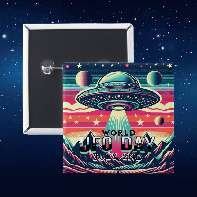 Welt-UFO-Tag | 2. Juli Button (Von Creator hochgeladen)