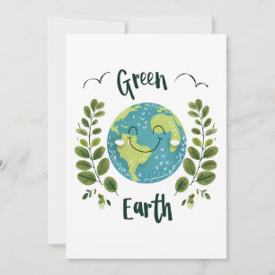 Welt-Umwelt - Erde lächeln mit grüner Erde Einladung