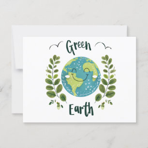 Welt-Umwelt - Erde lächeln mit grüner Erde Postkarte