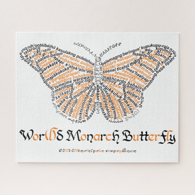 Welt Wort Monarchfalter-Puzzle (Horizontal)