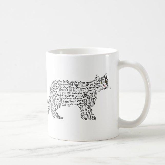 Welt Wort Schwarze Katze Tasse (Rechts)
