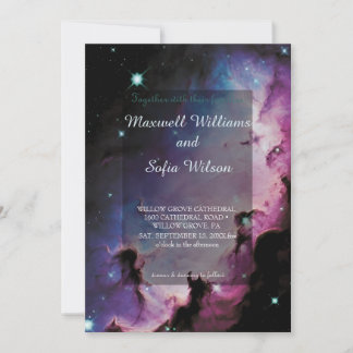 Weltall Lila Galaxie-Hochzeit Einladung