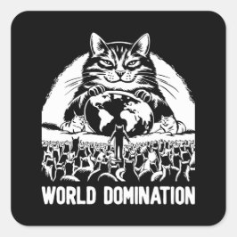 Weltbeherrschung 1 quadratischer aufkleber