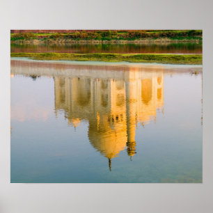Weltberühmte Taj Mahal Tempelreflexion bei Poster