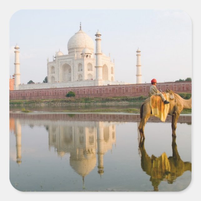 Weltberühmter Taj Mahal-Tempelbeerdigung auf Quadratischer Aufkleber (Vorderseite)