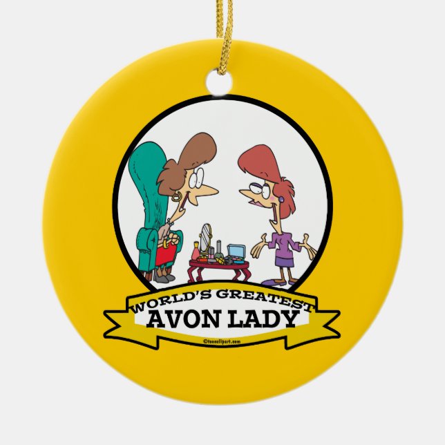 WELTBEST AVON LADY WOMEN CARTOON KERAMIK ORNAMENT (Vorne)