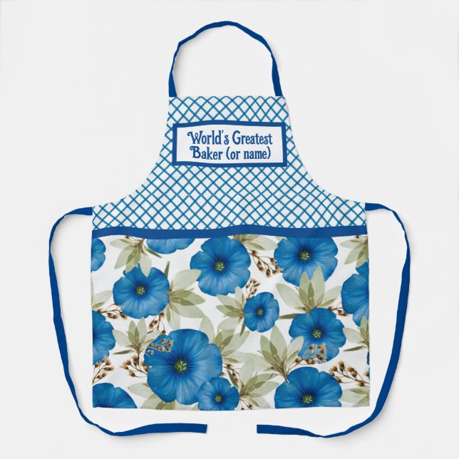 Weltbest Baker - Blue Morning Glories Schürze (Vorderseite)