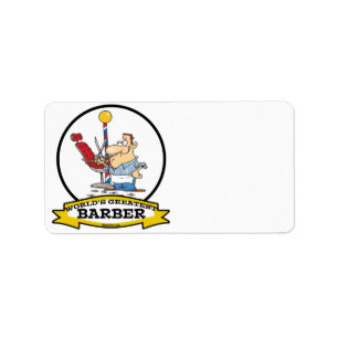 WELTBEST BARBER MEN CARTOON ADRESSAUFKLEBER