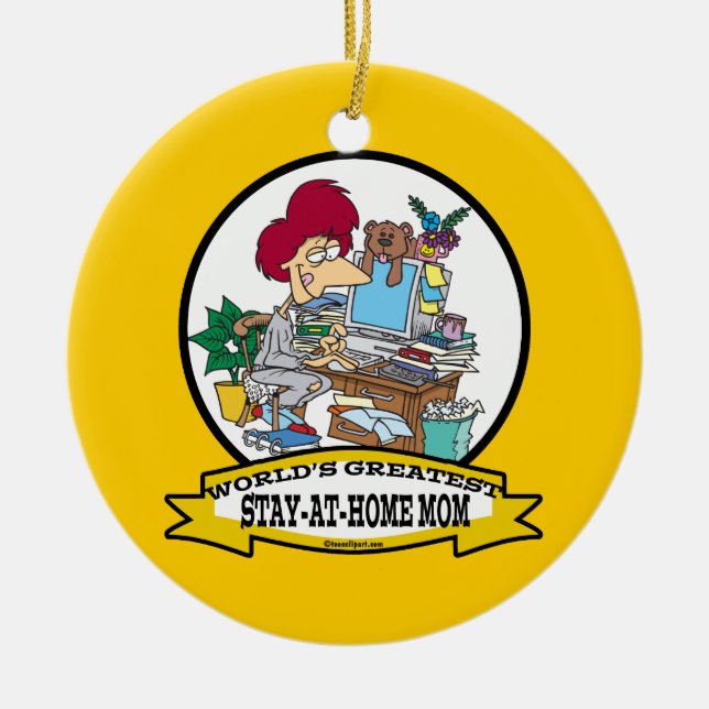 WELTBEST BLEIBE AT ZUHAUSE MAMA CARTOON KERAMIK ORNAMENT (Vorne)