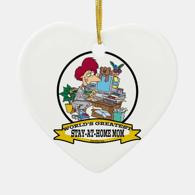 WELTBEST BLEIBE AT ZUHAUSE MAMA CARTOON KERAMIKORNAMENT (Vorne)