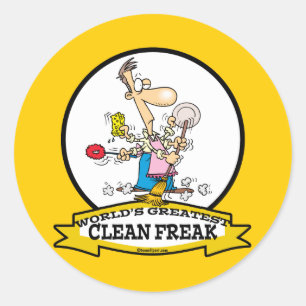 WELTBEST CLEAN FREAK MEN CARTOON RUNDER AUFKLEBER