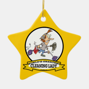 WELTBEST CLEANING LADY CARTOON KERAMIKORNAMENT