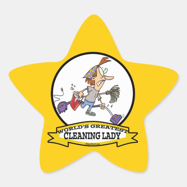 WELTBEST CLEANING LADY CARTOON  Stern-Aufkleber (Vorderseite)