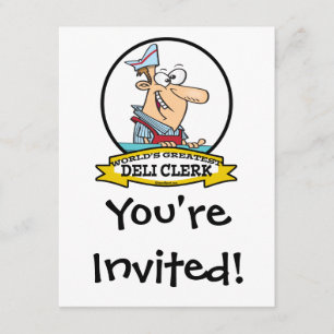 WELTBEST DELI CLERK MEN CARTOON EINLADUNG