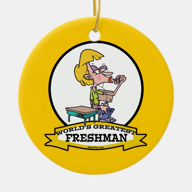 WELTBEST FRESHMAN MÄDCHEN CARTOON KERAMIKORNAMENT (Vorne)
