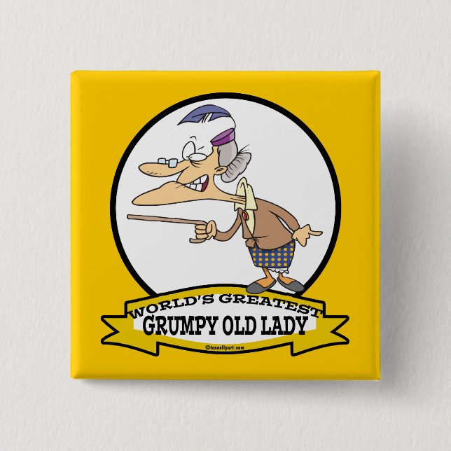 WELTBEST GRUMPY ALD LADY CARTOON BUTTON (Vorderseite)