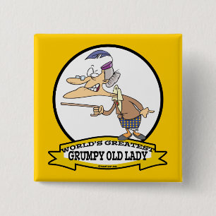 WELTBEST GRUMPY ALD LADY CARTOON BUTTON