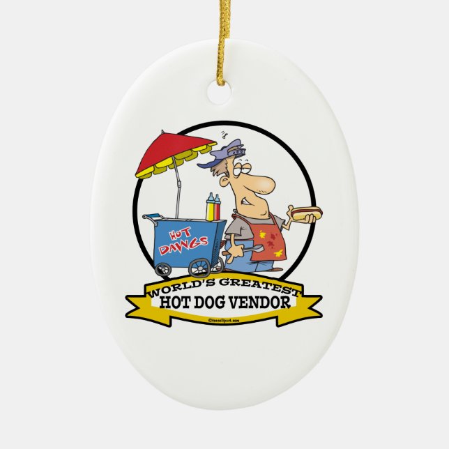 WELTBEST HOT HUND VENDOR MÄNNER CARTOON KERAMIKORNAMENT (Vorne)