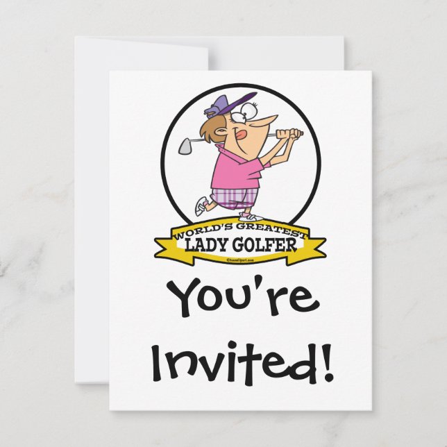 WELTBEST LADY GOLFER CARTOON EINLADUNG (Vorderseite)
