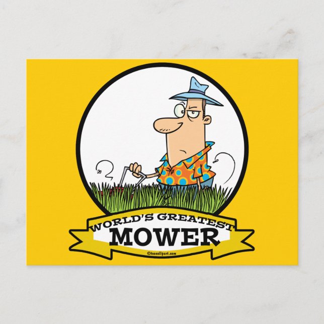 WELTBEST LAWN MOWER MEN CARTOON POSTKARTE (Vorderseite)