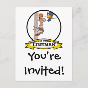 WELTBEST LINEMAN MEN CARTOON EINLADUNG