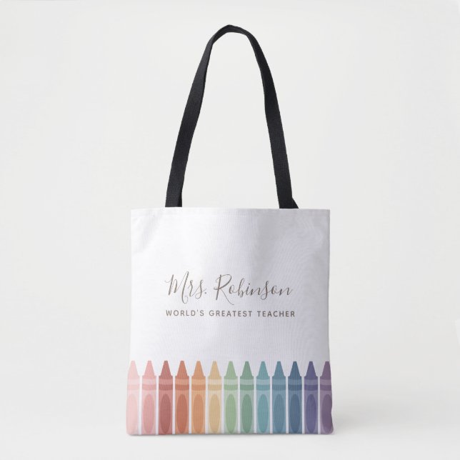 Weltbest Teacher Rainbow Crayon Tasche (Vorderseite)