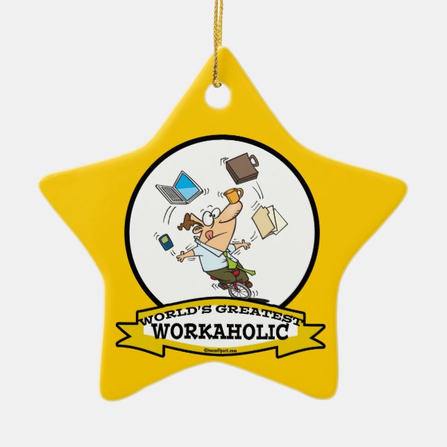 WELTBEST WORKAHOLIC MÄNNER CARTOON KERAMIKORNAMENT (Vorne)