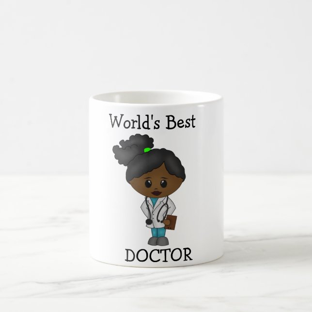 Weltbeste Ärztin - Niedliche Schwarze Frau Brünett Kaffeetasse (Mittel)