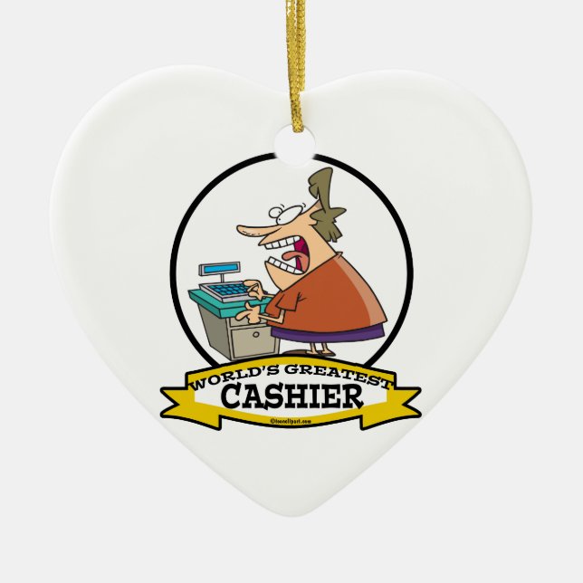 WELTBESTE CASHIER FRAUEN CARTOON KERAMIKORNAMENT (Vorne)