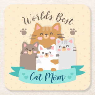 Weltbeste Cat-Mama - Niedliche Kitten Rechteckiger Pappuntersetzer
