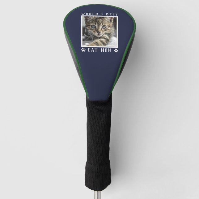 Weltbeste Cat Mama Paw Prints Pet Foto Navy Golf Headcover (Vorderseite)