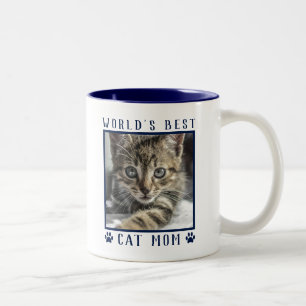 Weltbeste Cat Mama Paw Prints Pet Foto Navy Zweifarbige Tasse