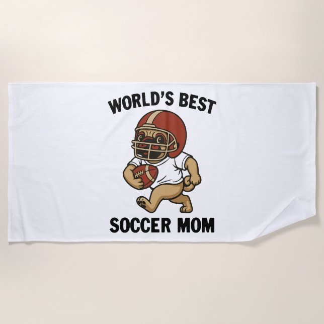 WELTBESTE FUSSBARE MAMA - MOPS PLAYER STRANDTUCH (Vorderseite)