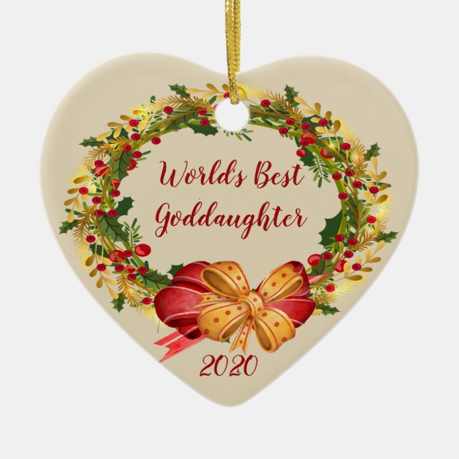 Weltbeste Godtochter Antiquitäten Weihnachten Keramik Ornament (Vorne)