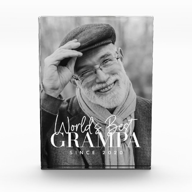 Weltbeste Grampa seit 20XX Moderner Chic Fotoblock (Vorderseite)