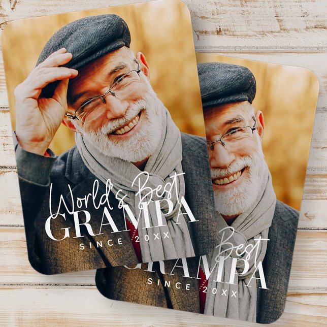 Weltbeste Grampa seit 20XX Modernes Chic Foto Magnet (Von Creator hochgeladen)