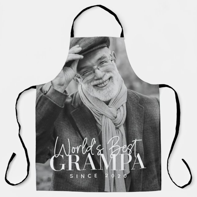 Weltbeste Grampa seit 20XX Modernes Chic Foto Schürze (Vorderseite)