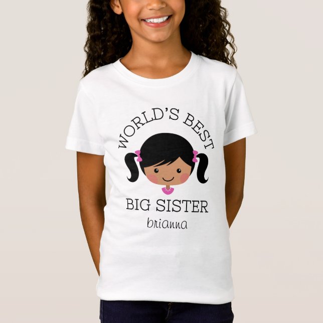Weltbeste große Schwester personalisiert T-Shirt (Vorderseite)