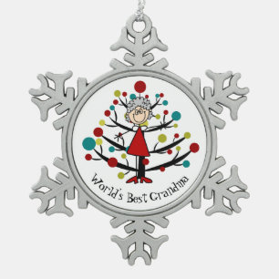 Weltbeste Großmutter-Schneeflocke-Verzierung Schneeflocken Zinn-Ornament