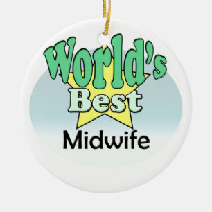 Weltbeste Hebamme Keramikornament