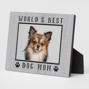 Weltbeste Hunde-Mama-Paw druckt Pet-Foto rustikal Fotoplatte