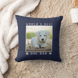 Weltbeste Hunde-Vater-Paw-Prints-Foto-Marine Kissen