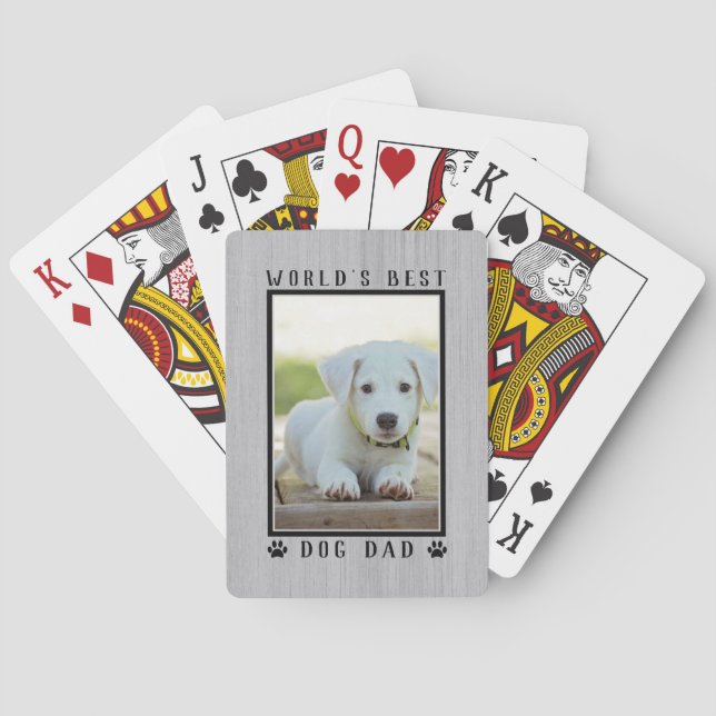 Weltbeste Hunde Vater Paw Prints Foto rustikal Spielkarten (Rückseite)
