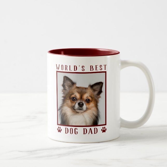 Weltbeste Hunde-Vater-Pfoten Prints Pet Foto Burgu Zweifarbige Tasse (Rechts)