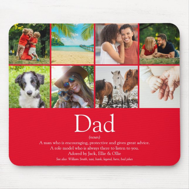 Weltbeste jemals Vater Definition 8 Foto Fun Red Mousepad (Vorne)