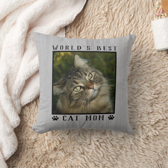 Weltbeste Katzenpaw Mama Prints Pet Foto rustikal Kissen (Decke)