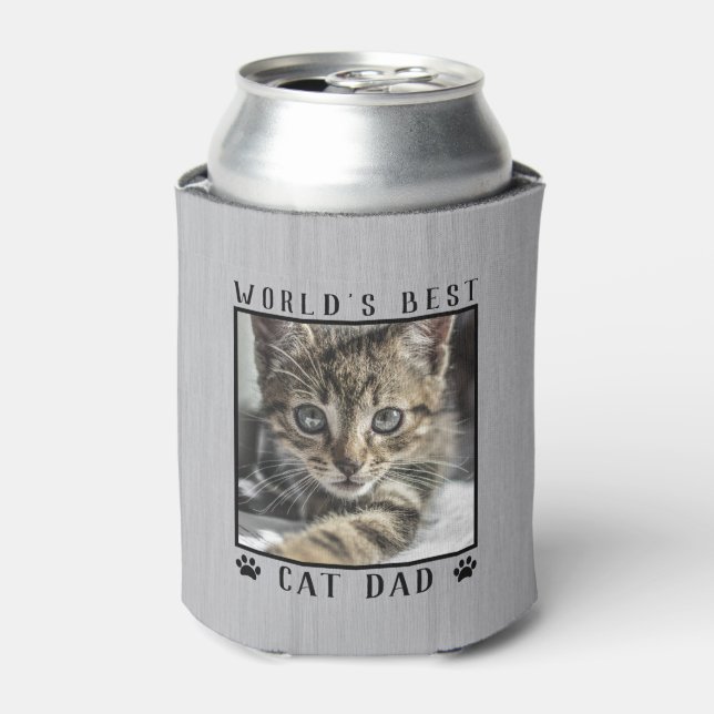 Weltbeste Katzenpaw-Vater- Prints Pet-Foto rustika Dosenkühler (Kanne Vorderseite)