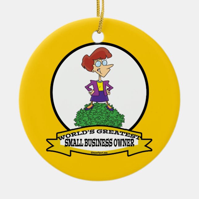 WELTBESTE KLEINUNTERNEHMER CARTOON KERAMIKORNAMENT (Vorne)