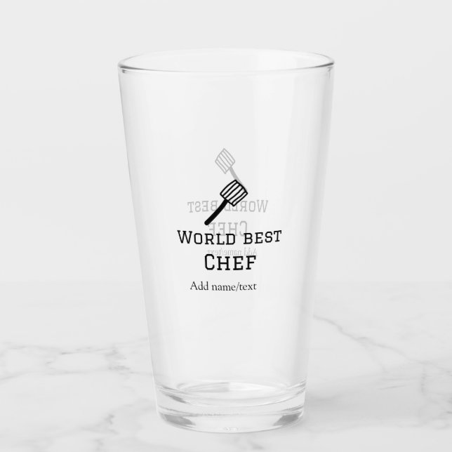 Weltbeste Koch hinzufügen Name text Kochen Bestes  Glas (Vorderseite)